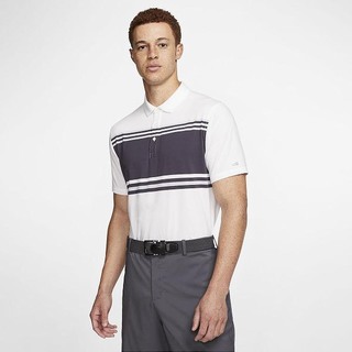 Polo Nike Dri-FIT Player Striped Golf Barbati Albi Gri Argintii | RVIY-79615